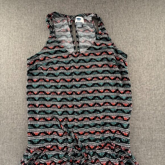 Old Navy Romper Sleeveless Scoop Neck Drawstring Small Viscose Stripes - Picture 3 of 10